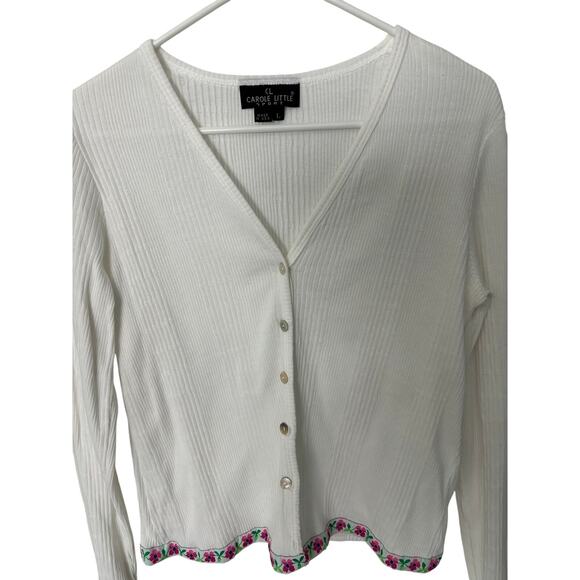 Carole Little Sport white button up sweater size L - Picture 6 of 7